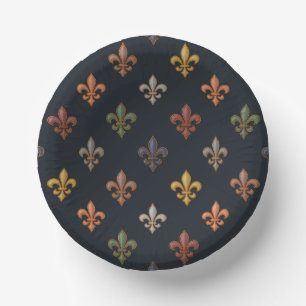 Donkere aarde boslanden Fleur-de-lis ontwerp  Papieren Kommen
