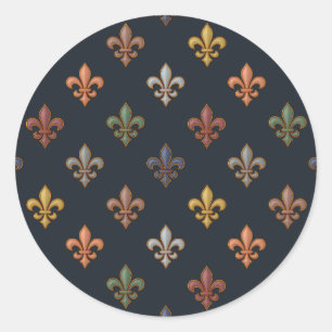 Donkere aarde boslanden Fleur-de-lis ontwerp  Ronde Sticker