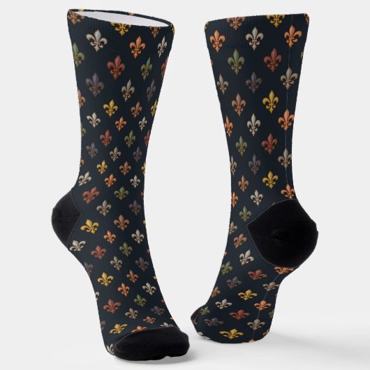 Donkere aarde boslanden Fleur-de-lis ontwerp Sokken (Gebogen)