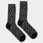 Donkere aarde boslanden Fleur-de-lis ontwerp Sokken (Rechts)