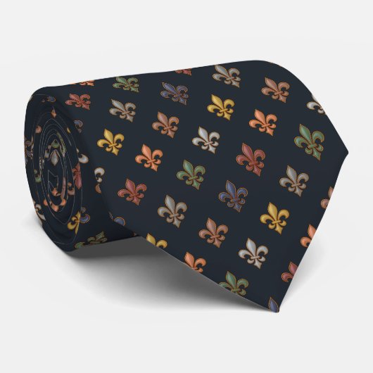 Donkere aarde boslanden Fleur-de-lis ontwerp Stropdas (Opgerold)