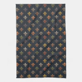 Donkere aarde boslanden Fleur-de-lis ontwerp Theedoek (Verticaal)
