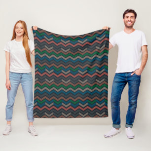 Donkere aarde boslandschap zigzag chevron fleece deken