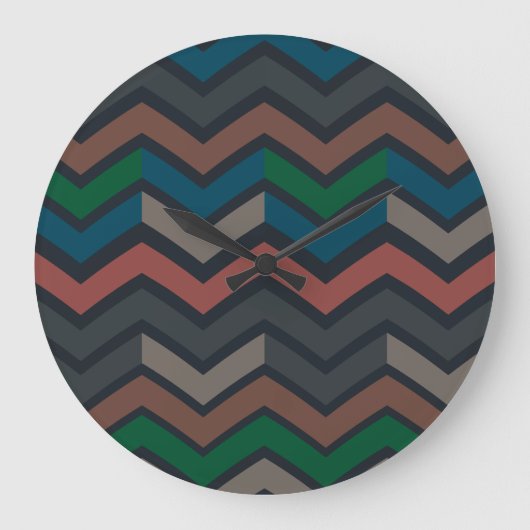 Donkere aarde boslandschap zigzag chevron grote klok (Voorkant)
