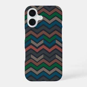Donkere aarde boslandschap zigzag chevron iPhone 16 hoesje