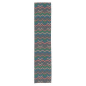Donkere aarde boslandschap zigzag chevron korte tafelloper (Voorkant)