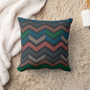 Donkere aarde boslandschap zigzag chevron kussen