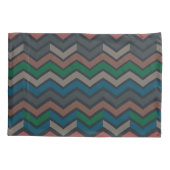 Donkere aarde boslandschap zigzag chevron kussensloop (Achterkant)