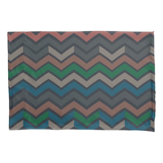 Donkere aarde boslandschap zigzag chevron kussensloop (Voorkant)