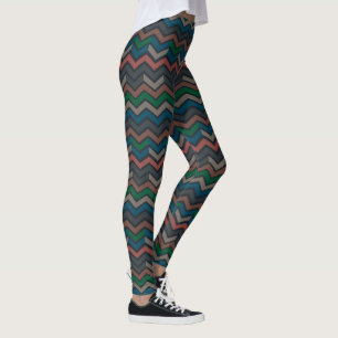 Donkere aarde boslandschap zigzag chevron leggings