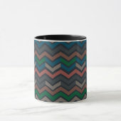 Donkere aarde boslandschap zigzag chevron mok (Midden)