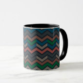 Donkere aarde boslandschap zigzag chevron mok (Voorkant rechts)