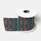 Donkere aarde boslandschap zigzag chevron satijnen lint (Spoel)