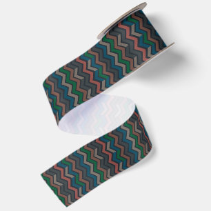 Donkere aarde boslandschap zigzag chevron satijnen lint