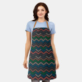 Donkere aarde boslandschap zigzag chevron schort (Gedragen)