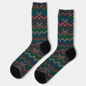 Donkere aarde boslandschap zigzag chevron sokken (Links)