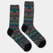 Donkere aarde boslandschap zigzag chevron sokken (Rechts)