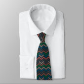 Donkere aarde boslandschap zigzag chevron stropdas (Gebonden)