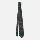 Donkere aarde boslandschap zigzag chevron stropdas (Achterkant)