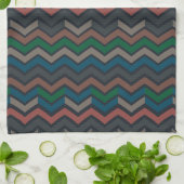 Donkere aarde boslandschap zigzag chevron theedoek (Gevouwen)