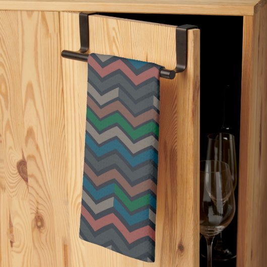 Donkere aarde boslandschap zigzag chevron theedoek (Derde Gevouwen)