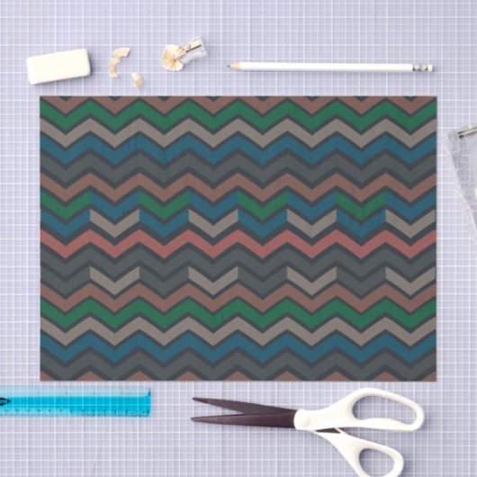 Donkere aarde boslandschap zigzag chevron tissuepapier (Craft)