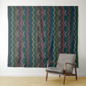 Donkere aarde boslandschap zigzag chevron wandkleed (In Situ (horizontaal))