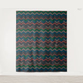 Donkere aarde boslandschap zigzag chevron wandkleed (Voorkant)