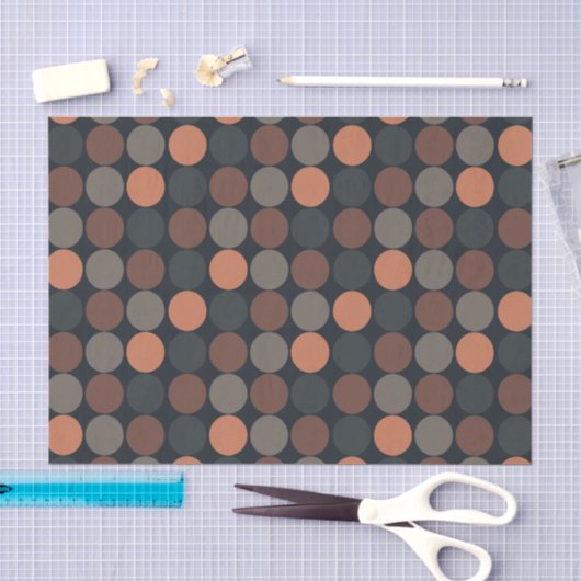 Donkere Aarde Geometrisch Cirkel Stippen Ontwerp Tissuepapier (Craft)