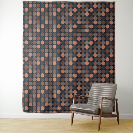 Donkere Aarde Geometrisch Cirkel Stippen Ontwerp  Wandkleed (In situ)