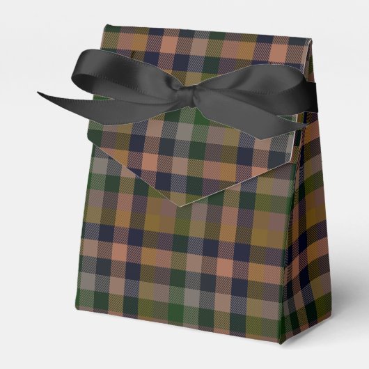 Donkere aarde geruite gingham ontwerp bedankdoosjes (Voorkant Zijde)