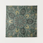 Donkere Aarde Tone Green Gold Indian Tapestry Mand Wandkleed (Voorkant (horizontaal))