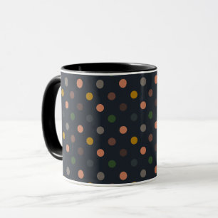 Donkere Aardetone Bosland Polka Stippen Ontwerp Mok