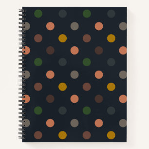 Donkere Aardetone Bosland Polka Stippen Ontwerp Notitieboek
