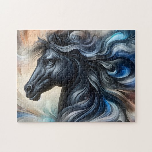 Donkere Abstract Hengst Legpuzzel (Horizontaal)