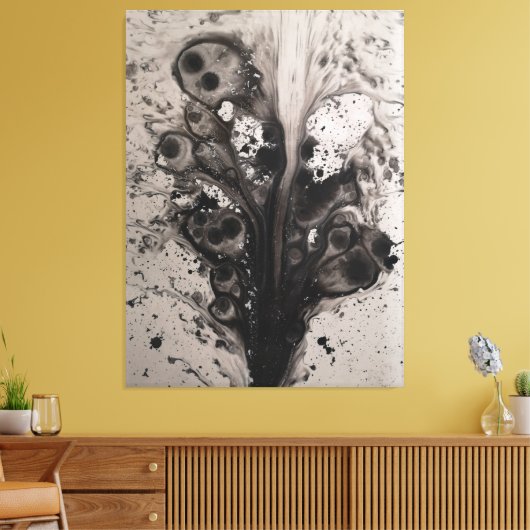 donkere abstracte aquarel kunst canvasprint canvas afdruk (Insitu (Woonkamer))