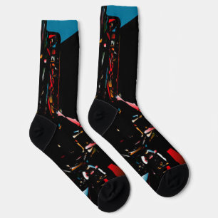 Donkere Abstracte Cyber Neon Spat Crew Soks Sokken
