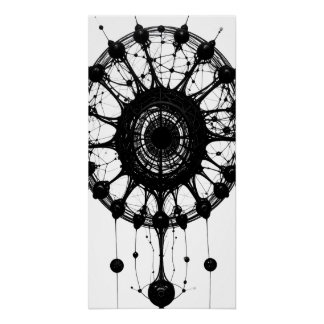 Donkere Abstracte Droomvanger Organische Tech Kuns Perfect Poster