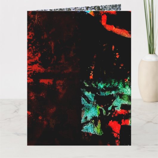 Donkere abstracte gevouwen wenskaart, Oranje donke Kaart (Voorkant)