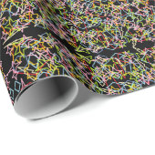 Donkere abstracte kunst vormen in contrast neon lo cadeaupapier (Rol Hoek)