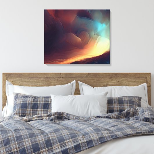 Donkere abstracte olieverfschilderij kunstprint canvas afdruk (Insitu (Slaapkamer))