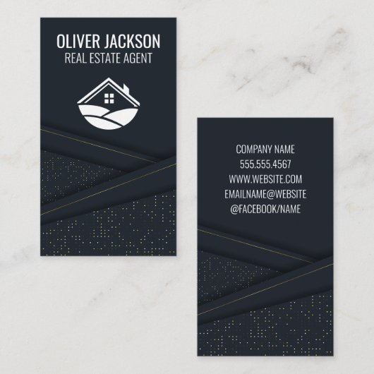 Donkere Abstracte paneelachtergrond | Logo van her Visitekaartje (Voorkant / Achterkant)