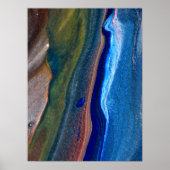 Donkere Abstracte zeestreepjes met metalen vloeist Poster (Voorkant)