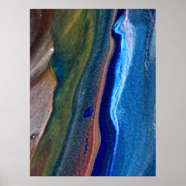 Donkere Abstracte zeestreepjes met metalen vloeist Poster