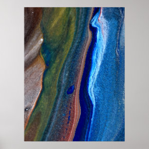 Donkere Abstracte zeestreepjes met metalen vloeist Poster