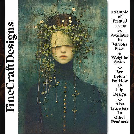 Donkere Academia Botanische Figuur BD7 Decoupage Tissuepapier