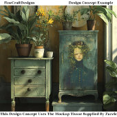 Donkere Academia Botanische Figuur BD7 Decoupage Tissuepapier