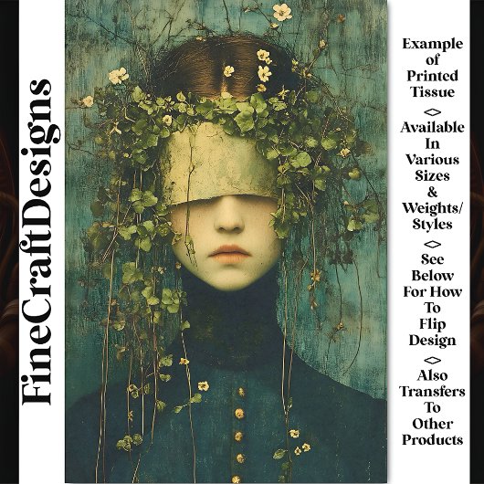 Donkere Academia Botanische Figuur BD8 Decoupage Tissuepapier