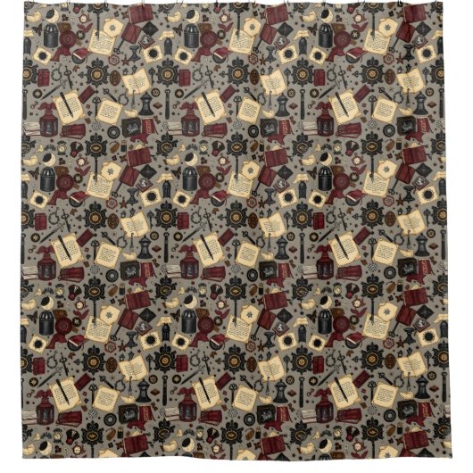 Donkere Academia Douchegordijn – elegantie (Voorkant)