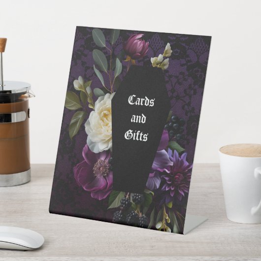 Donkere Academia Gotische Bloemen | tafelnummer Reclamebord Met Voetstuk (Insitu)